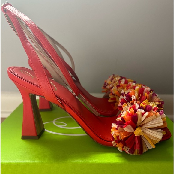 Sam Edelman Shoes - Sam Edelman “Clare” bright poppy, leather, ankle strap, square toe sandals, 8.5